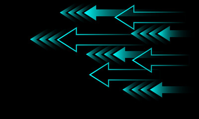 Poster - Abstract blue neon arrow direction geometric design modern futuristic hechnology on black background vector