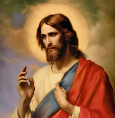 Wall Mural - Portrait of Jesus Christ. Oil painting.