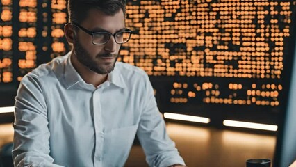 Wall Mural - сгенирированно искуственным интелектом A professional programmer at work at his computer. Generative AI