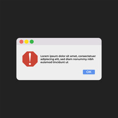Fototapete - notification boxes template for window computer information user interface sign, crash report backgr