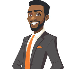 Wall Mural - African American male businessman in a suit, vector in minimalism