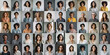 Asian, african, indian, european ladies portraits, a lot of female faces collage collection, many happy diverse people of different age together. Smiling young and older women group mosaic montage.