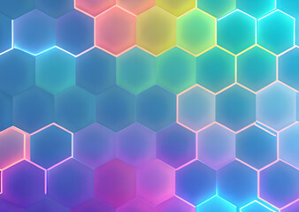 Sticker - Multicolored patterns with repeating hexagonal mosaics hexagons mosaic background design Modern technology geometric ,Generative AI	