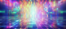Disco Style Background With Neon Blue And Purple Lights, Bokeh