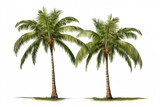 Fototapeta Desenie - palm trees, two, shaggy vegetation, isolated on white background,