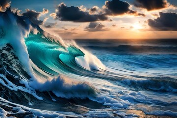 Aufkleber - abstract ocean wave Generated AI