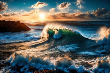 Aufkleber - abstract ocean wave Generated AI