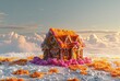 A gingerbread house in the style of ray tracing