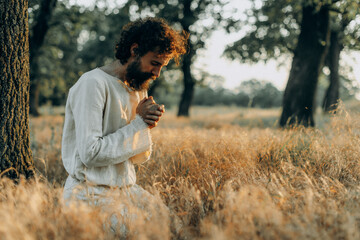 Wall Mural - Jesus Christ Alone in the Garden, Meditating and Praying