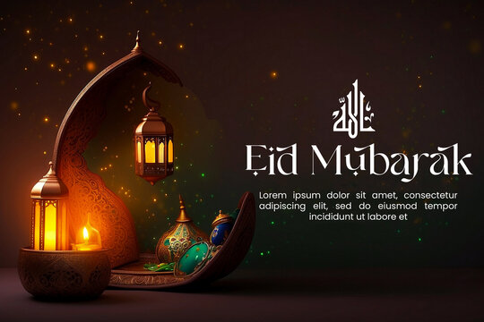 Beautiful eid-al-fitr eid-al-adha Eid Mubarak greetings banner 

