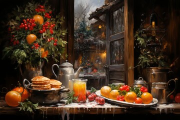 Poster - Christmas Morning Breakfast - Generative AI