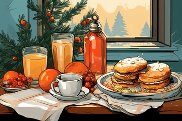 Sticker - Christmas Morning Breakfast - Generative AI