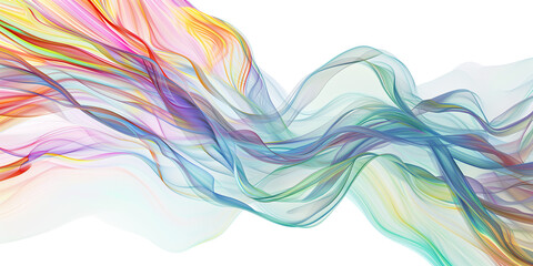 Poster - 3d rendering multicolored flowing abstract iridescent wave shape.