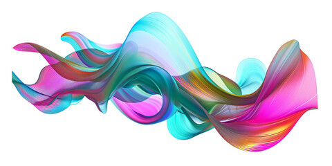 Poster - 3d rendering multicolored flowing abstract iridescent wave shape.