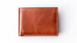 Genuine brown wallet seen from above on white background. Generative AI