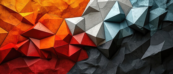 Wall Mural - Abstract polygonal landscape wallpaper with sharp geometric shapes.