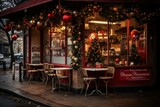 Fototapeta Paryż - Christmas Coffee Shop - Generative AI
