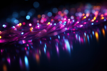 Aufkleber - glowing fiber optic strands weaving through a dark background, symbolizing the transmission of data 