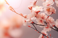 Elegant Peach Blossoms Flowing In Serene Abstract Harmony 
