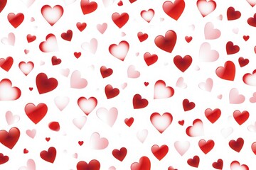 Wall Mural - Pattern of various red hearts on a white background