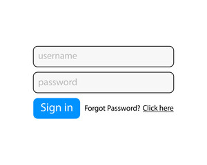 Poster - Username and password. Password and login to log into the system. User account login page. Vector illustration eps10