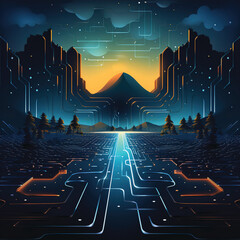 Wall Mural - The path of the future technology era, Created ai generated.