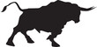 Vector silhouette of a bull on white background