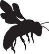 Vector silhouette of a bee flying