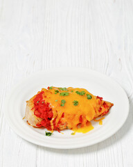 Poster - baked juicy chicken breasts with tomatoes, cheese