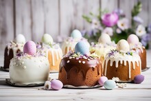 Tasty Easter Cupcakes On Wooden Background