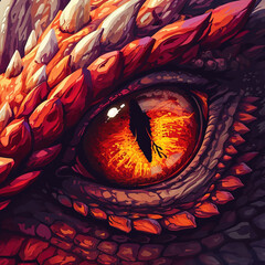 Wall Mural - Dragon eye, fantasy, generative ai 