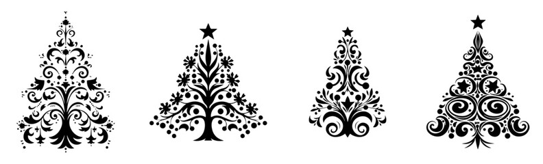 Wall Mural - Hand drawn sketch of Christmas tree 