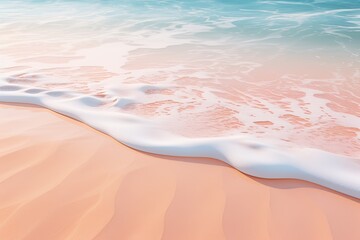 Wall Mural - A close-up shot of gentle waves caressing the shore on a pristine sandy beach