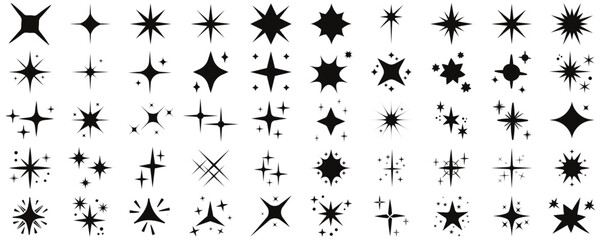 Wall Mural - Star icons.Sparkle star icons. Shine icons. Twinkling stars. Sparkles, shining burst. Christmas vector symbols isolated
