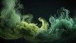 Ethereal green and yellow smoke swirls on a dark background, creating an abstract and fluid smoke pattern with a mysterious and mystical feel.