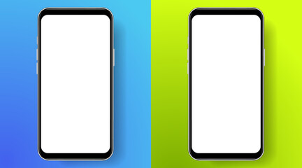 Poster - 3d high quality vector smartphone mockups. Ultra realistic mobile device UI UX mockup for presentation template. Cellphone frame with blank screen isolated templates. 3d isometric illustration.