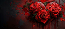 Roses Dribbling Down Heart In Red Wallpapers
