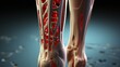 Leg fracture visualization with precise bone position and characteristic angle of displacement