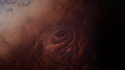 Wall Mural - Giant alien gas planet in deep dark outer space. 3D animation and artistic concept of big Jupiter-like exoplanet. Space exploration and planetary science discovery of extrasolar cosmic phenomena.