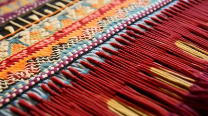 Canvas Print - Textile weaving showcasing traditional patterns and colors, reflecting cultural heritage.