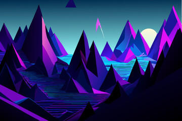 Poster - A digital mountain range with circuitry peaks. vektor illustation