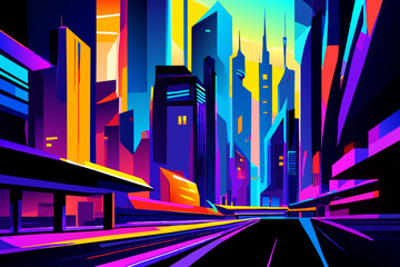 Poster - A futuristic computer city skyline. vektor illustation