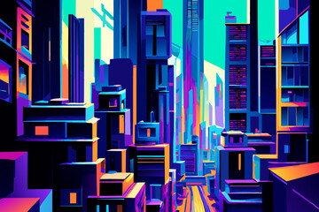 Poster - A motherboard transformed into a cityscape. vektor illustation