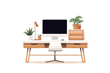 Wall Mural - computer table isolated vector style illustration