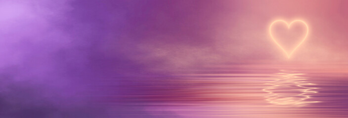 Wall Mural - abstract futuristic neon landscape, heart. 3d illustration