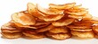 Savory potato chips isolated on white background with ample space for text or branding