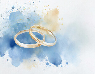 A pair of wedding bands, in a colorful watercolor style. Generative AI
