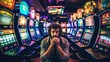 Man Faces Financial Losses Engaging in Coin Slot Machine Gambling. Generative AI