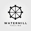 water mill logo vector vintage illustration design , icon, concept, simple and minimalist