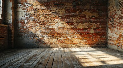 Wall Mural - Vintage Unplastered brick wall on the side of the room. No equipment item, Generative AI